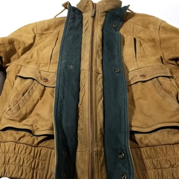 VTG EXCELLED Tan Suede Bomber Aviator Flight Jacket - Picture 7 of 12